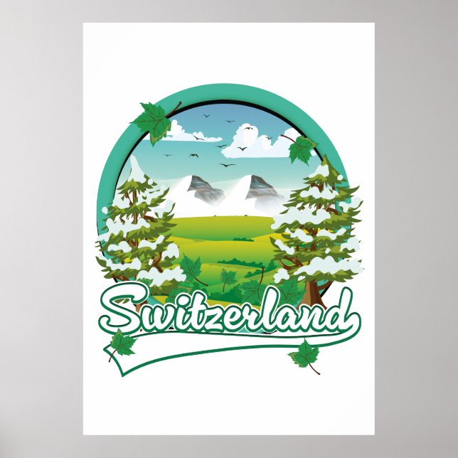 Switzerland retro travel logo poster (Front)