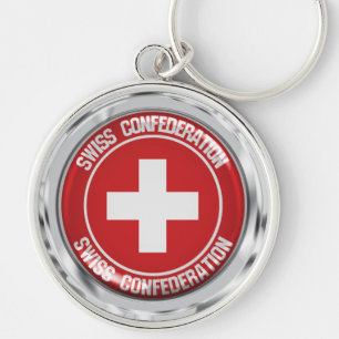 Switzerland Round Emblem Key Ring