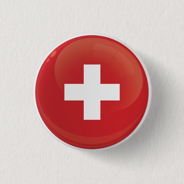 Switzerland  Round Icon Flag 3 Cm Round Badge (Front)