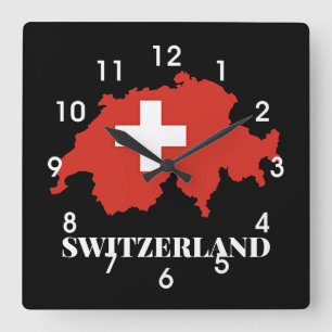 Switzerland silhouette square wall clock