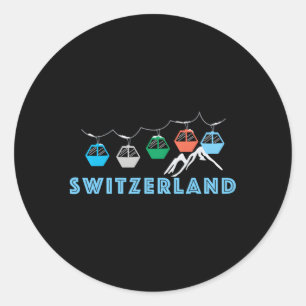 Switzerland Ski Mountain Gondola Switzerland Classic Round Sticker