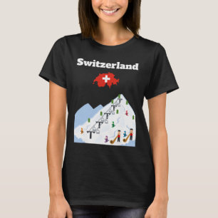 Switzerland Ski Trip Souvenir Skiing Lover Swiss F T-Shirt