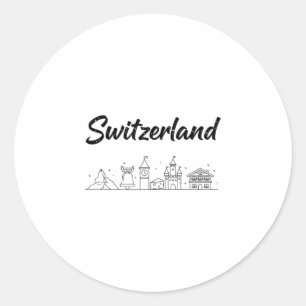 Switzerland Skyline Travel Vacation Outfits Classic Round Sticker