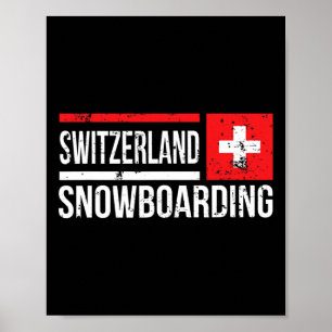 Switzerland Snowboarding Swiss Flag Race Halfpipe Poster