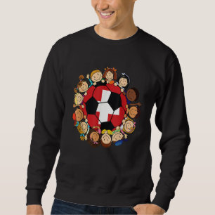Switzerland Soccer Ball Kids Toddler Girls Around  Sweatshirt