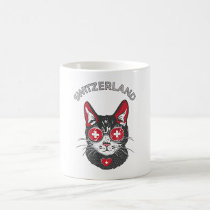 Switzerland Soccer Cat Mascot Swiss Fan flag Coffee Mug