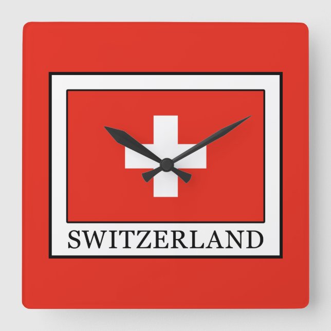 Switzerland Square Wall Clock (Front)