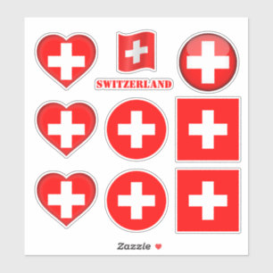 Switzerland stickers & Swiss Flag, Heart /sports