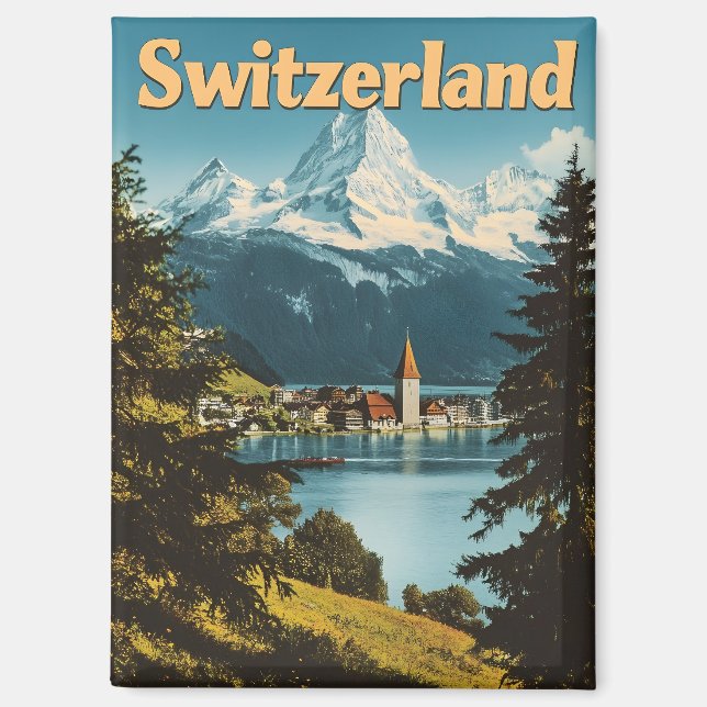 Switzerland Swiss Alps Scenic Mountains Magnet (Front)