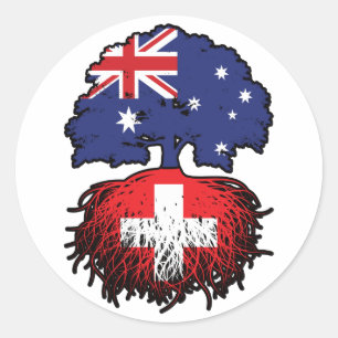 Switzerland Swiss Australian Australia Tree Roots Classic Round Sticker