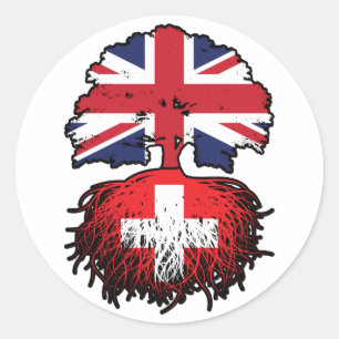 Switzerland Swiss British UK United Kingdom Classic Round Sticker