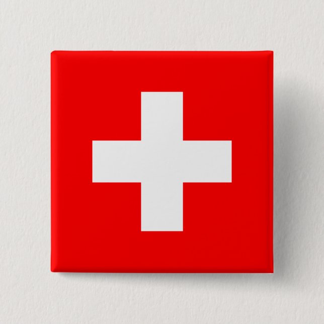 Switzerland (Swiss) Flag 15 Cm Square Badge (Front)