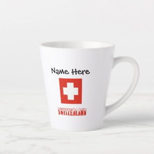 Switzerland Swiss Flag Black Personalisation  Latte Mug