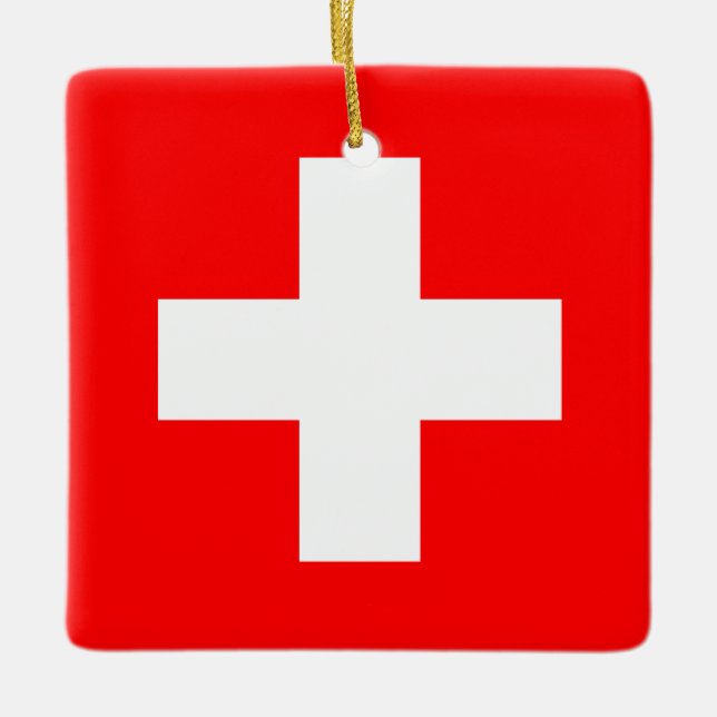 Switzerland (Swiss) Flag  Ceramic Ornament (Front)