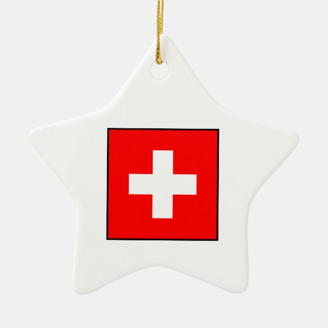 Switzerland - Swiss Flag Ceramic Tree Decoration (Front)