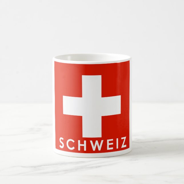 Switzerland Swiss flag country schweiz text name Coffee Mug (Center)