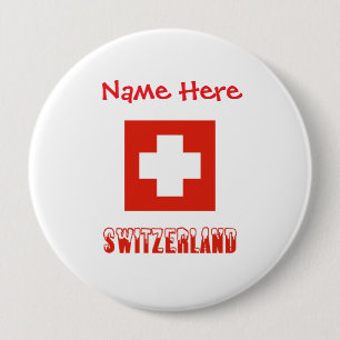 Switzerland Swiss Flag Red Personalisation  10 Cm Round Badge