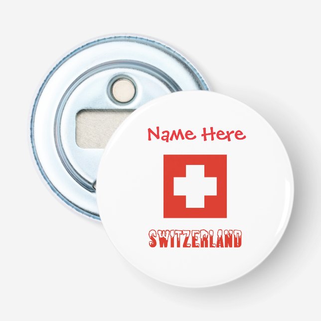 Switzerland Swiss Flag Red Personalisation  Bottle Opener (Front)