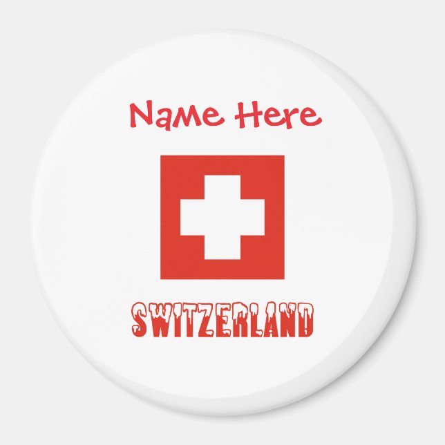 Switzerland Swiss Flag Red Personalisation  Magnet (Front)