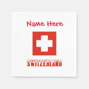 Switzerland Swiss Flag Red Personalisation Paper Napkin