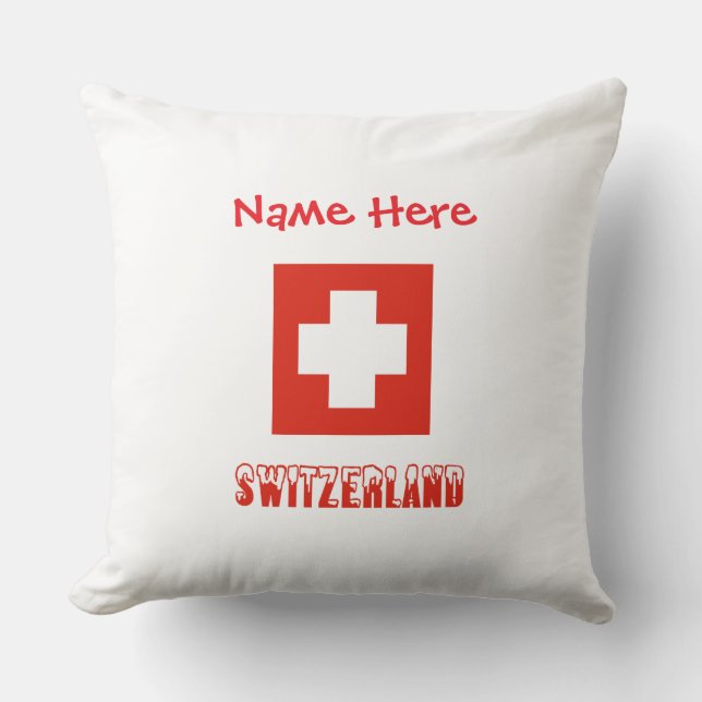 Switzerland Swiss Flag Red Personalised  Cushion (Front)