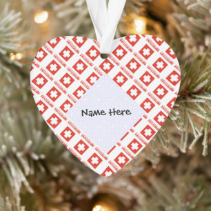 Switzerland Swiss Flag Tiled Black Personalisation Ornament