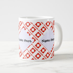 Switzerland Swiss Flag Tiled Personalised Large Coffee Mug