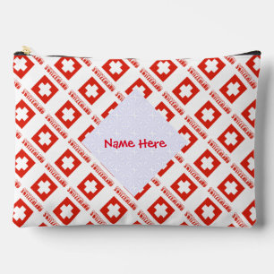 Switzerland Swiss Flag Tiled Red Personalisation Accessory Pouch