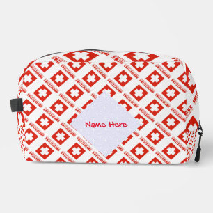 Switzerland Swiss Flag Tiled Red Personalisation Dopp Kit