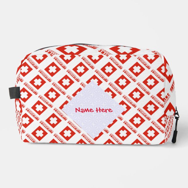 Switzerland Swiss Flag Tiled Red Personalisation  Dopp Kit (Front)