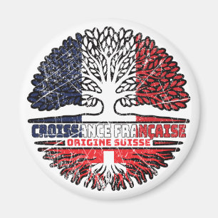Switzerland Swiss French France Tree Roots Flag Magnet