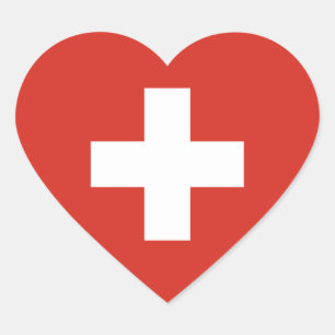 Switzerland/Swiss Heart Flag Heart Sticker