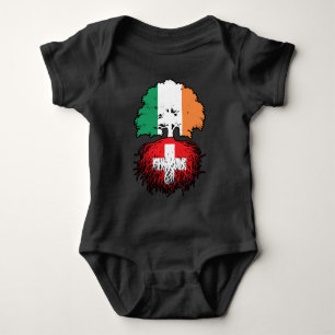 Switzerland Swiss Irish Ireland Tree Roots Flag Baby Bodysuit