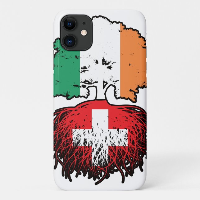 Switzerland Swiss Irish Ireland Tree Roots Flag Case-Mate iPhone Case (Back)
