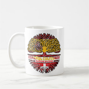 Switzerland Swiss Spain Spanish Tree Roots Flag Coffee Mug