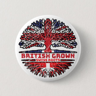 Switzerland Swiss Uk United Kingdom British Tree 6 Cm Round Badge