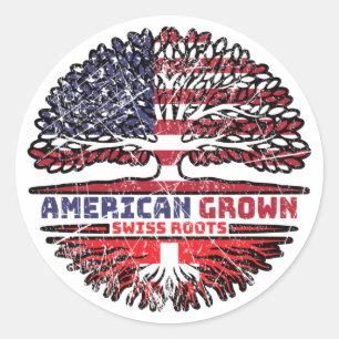 Switzerland Swiss US American USA United States Classic Round Sticker