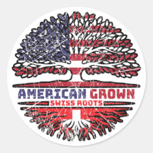 Switzerland Swiss US American USA United States Classic Round Sticker