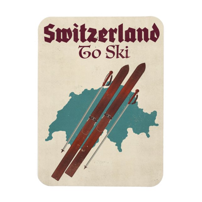 Switzerland To Ski Magnet (Vertical)