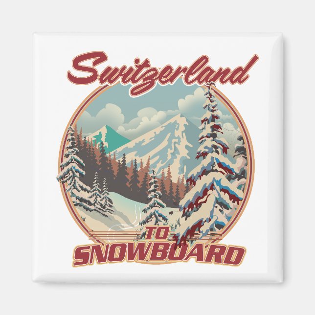 Switzerland to Snowboard Magnet (Front)