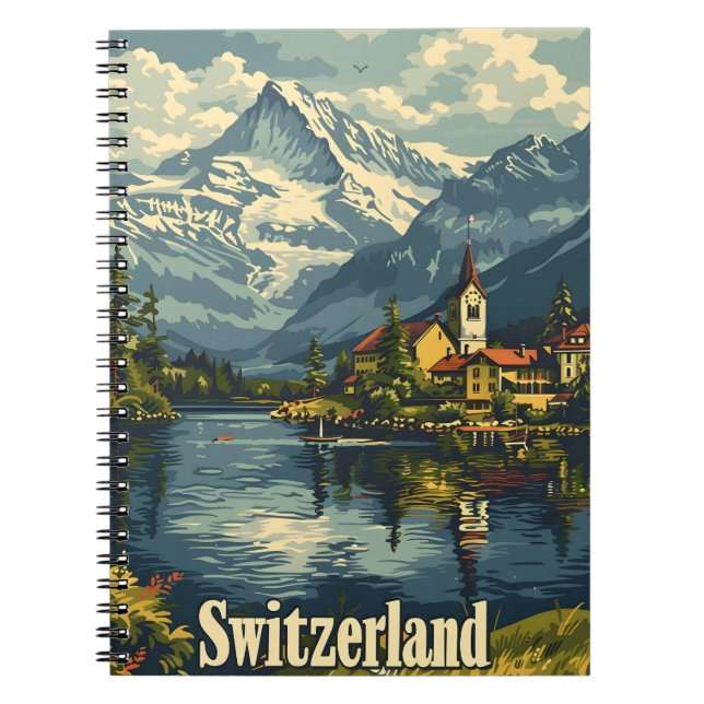 Switzerland Tranquillity: Lakeside Village Notebook (Front)