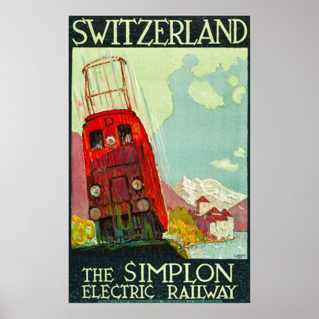 Switzerland Travel Poster, Electric Railway Poster (Front)