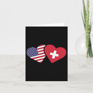 Switzerland Usa Flag T Shirt Heart Swiss American Card