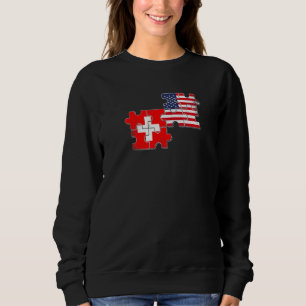 Switzerland Usa Love Roots Swiss American Flag Sweatshirt