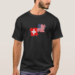 Switzerland Usa Love Roots Swiss American Flag T-Shirt