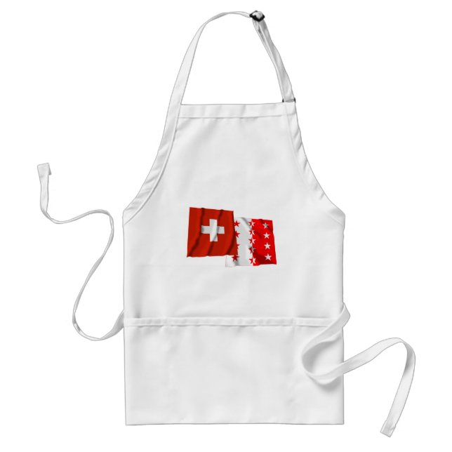 Switzerland & Valais Waving Flags Standard Apron (Front)