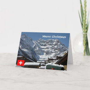Switzerland, Village beneath the mountain Holiday Card