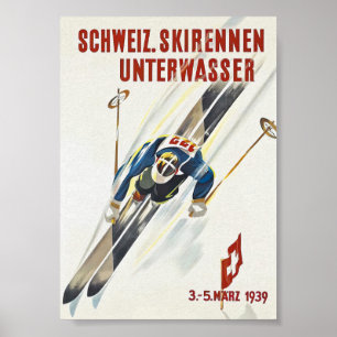Switzerland Vintage Ski Poster