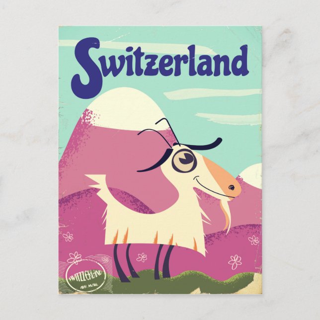 Switzerland Vintage style travel poster Postcard (Front)