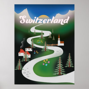 Switzerland Vintage style vacation poster
